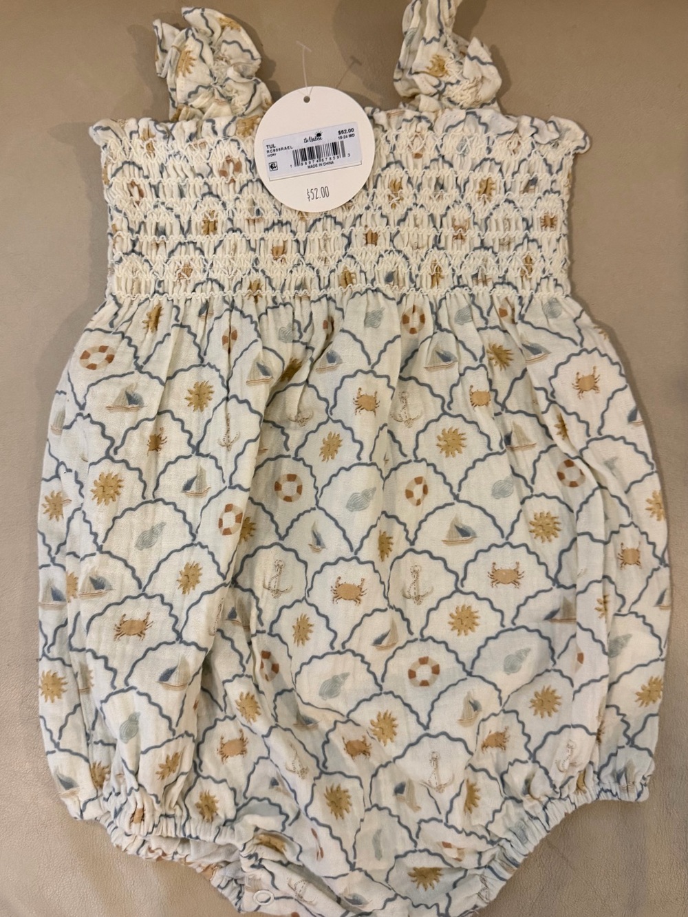 Rylee + Cru Cream Nautical Bubble Romper